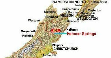 map of central new zealand showing hamner springs
